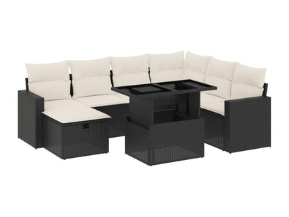 Salon de jardin 8 pcs avec coussins noir résine tressée FMXM33485