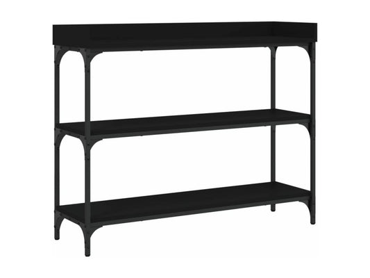 Table console avec étagères noir 100x30x80 cm SOEF75234