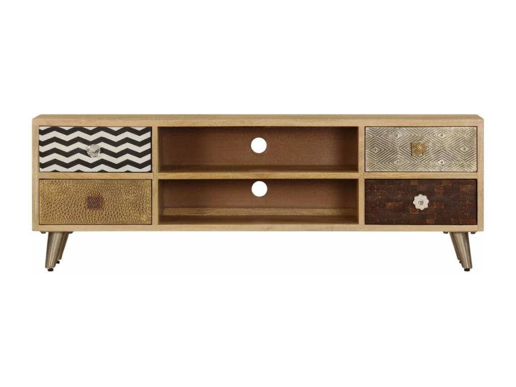 Meuble TV 120x30x40 cm Bois massif de manguier TYKF44432