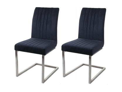 Lot de 2 chaises cantilever Artigeo-L14 chaise de conférence - velours inox brossé - anthracite-blau SEZB70554