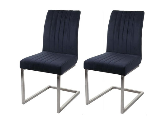 Lot de 2 chaises cantilever Artigeo-L14 chaise de conférence - velours inox brossé - anthracite-blau SEZB70554