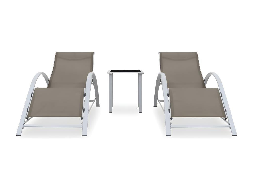 Chaises longues lot de 2 avec table Aluminium Artigeo DRCA18350