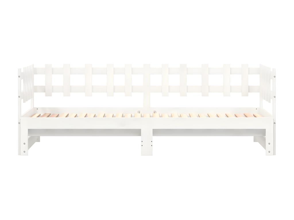 Lit coulissant sans matelas blanc 2x 90x190 cm bois massif UTEL63749