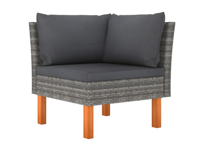 Salon de jardin 8 pcs Résine tressée et bois d'eucalyptus Gris JHAE06424