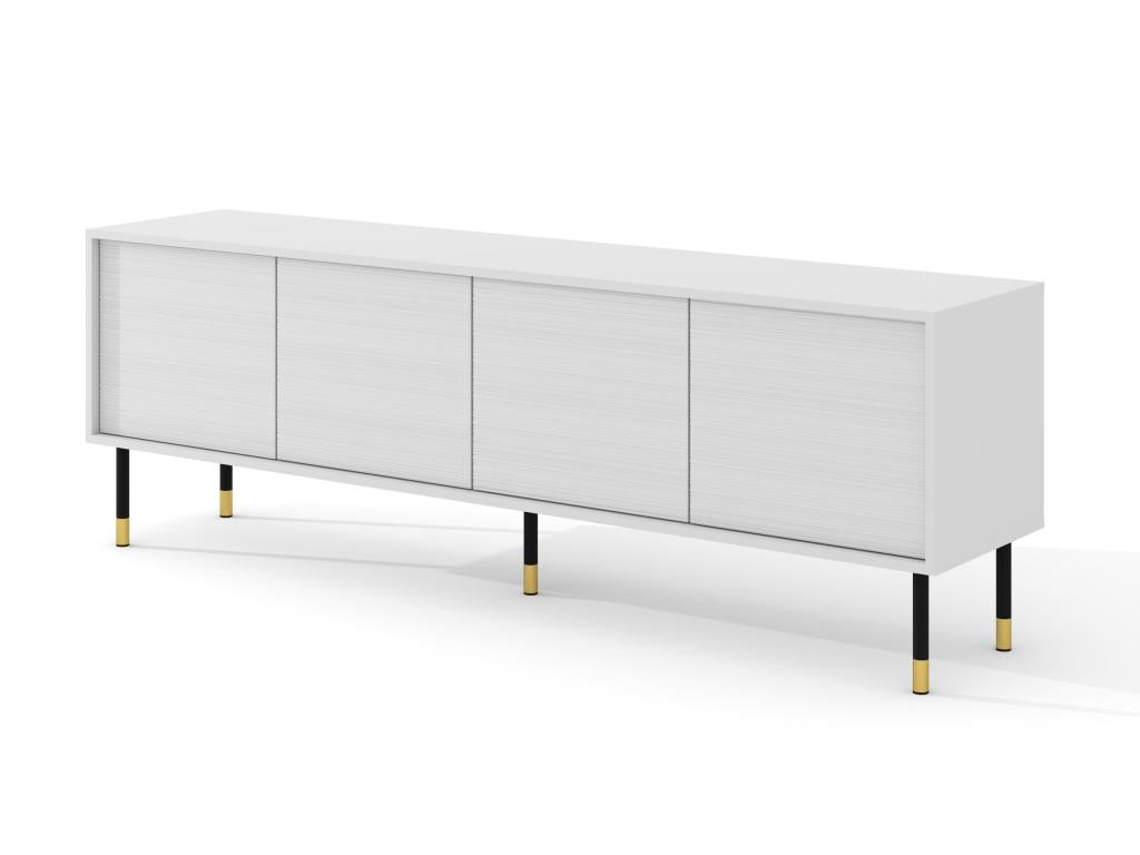 Meuble TV Artigeo 4D 180 cm fraisé sur pieds blanc mat XHJA73247