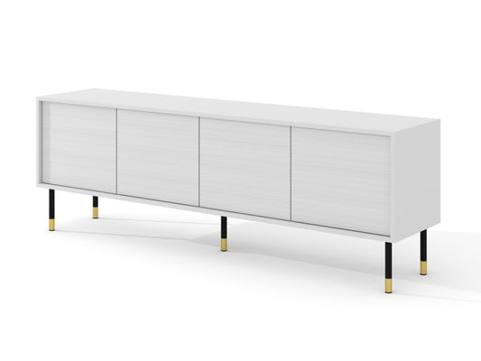 Meuble TV Artigeo 4D 180 cm fraisé sur pieds blanc mat XHJA73247