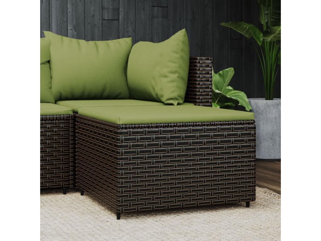 Repose-pied de jardin avec coussin marron résine tressée IUTP67293