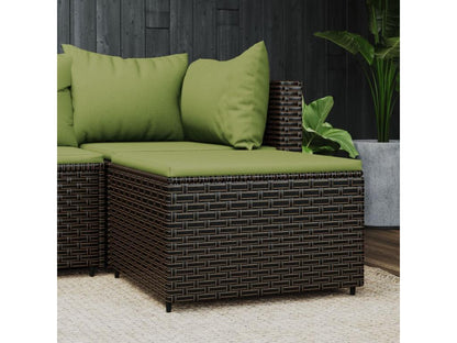 Repose-pied de jardin avec coussin marron résine tressée IUTP67293