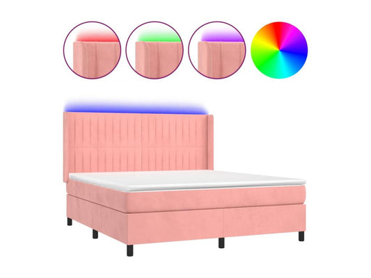 Sommier à Artigeo de lit matelas et LED Rose 160x200 cm Velours RWCS34024