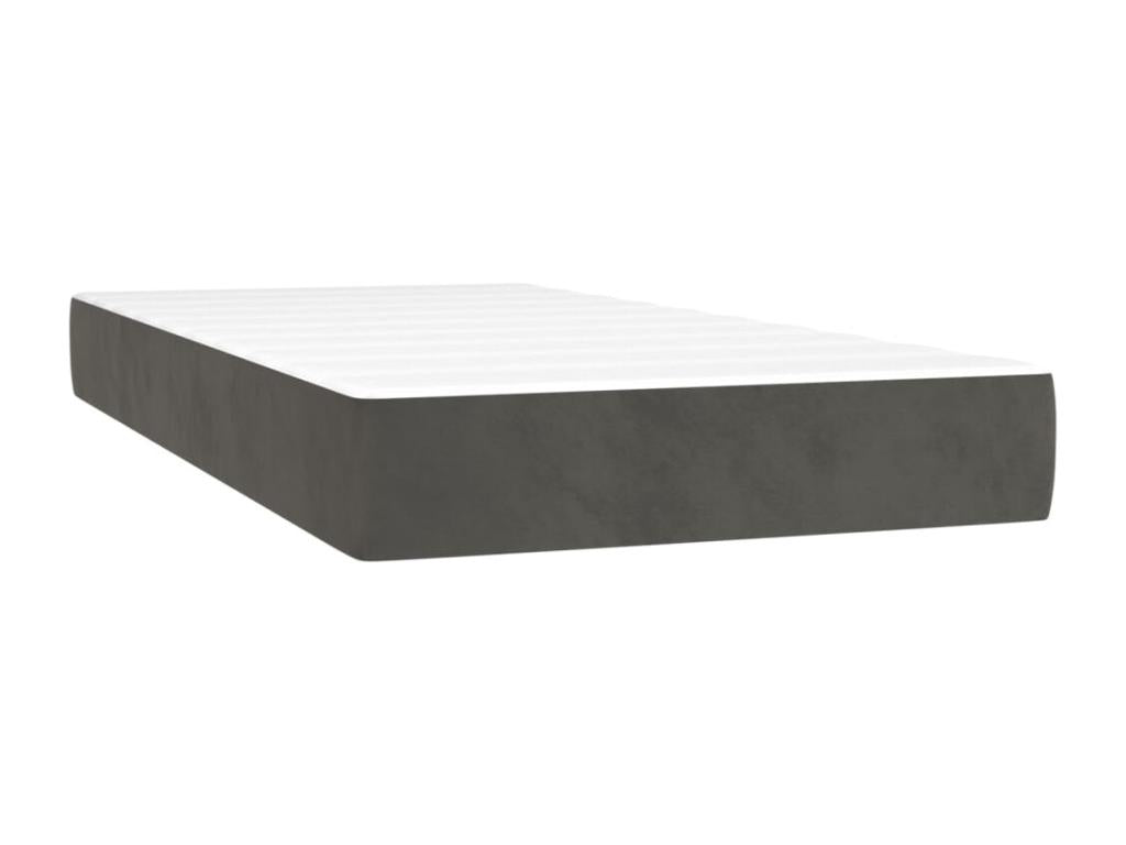 Lit à sommier tapissier et matelas Gris foncé 90x200 cm Velours DWPO83568