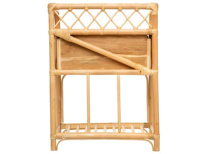 Table de chevet / Table de nuit en rotin - Longueur 45 x Profondeur 30 x Hauteur 60 cm OBOI36677