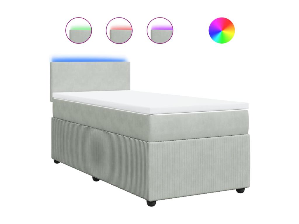 Sommier à Artigeo de lit et matelas Gris clair 80x200 cm Velours HFAP26009