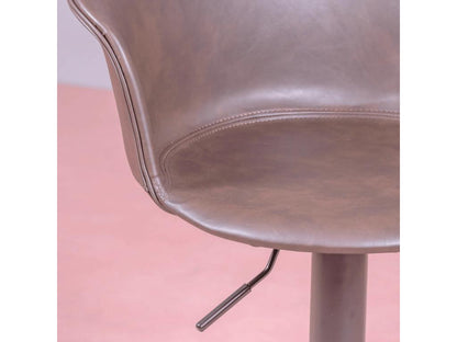 Tabouret réglable avec dossier et accoudoirs recouverts de simili cuir - Artigeo - Brun RVTV06989