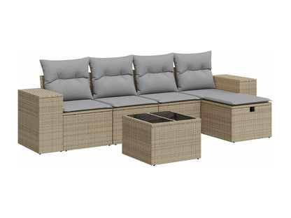 Salon de jardin avec coussins 6 pièces beige résine tressée XOAL86368