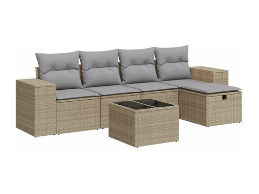 Salon de jardin avec coussins 6 pièces beige résine tressée XOAL86368