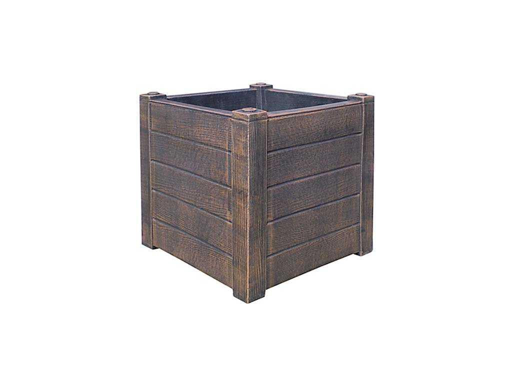 Jardinière en polyéthylène imitation bois Teak 40x40x40 cm GHOU21512