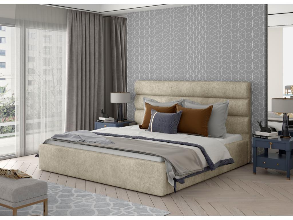 Lit design tissu beige clair avec coffre de rangement Artigeo - 4 tailles-200x200 QUAR70646