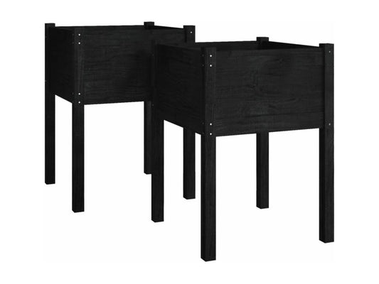 Jardinières 2 pièces Noir 50x50x70 cm Bois de pin massif HXIF73042