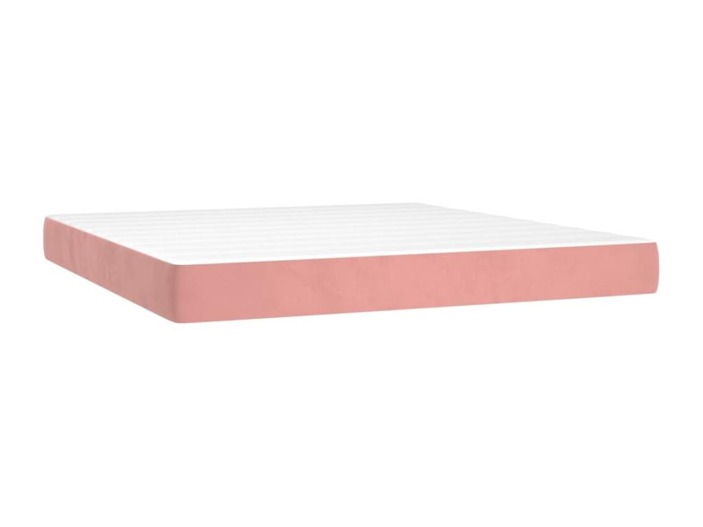Sommier tapissier avec matelas et LED Rose 180x200 cm Velours VEFF16084