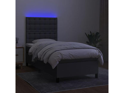 Sommier à Artigeo de lit et matelas et LED Gris foncé 100x200 cm SBYU59567