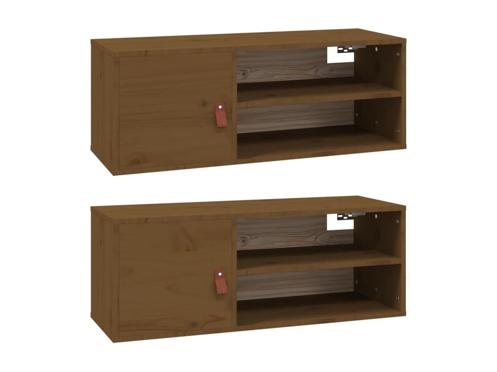 Armoires murales 2 pcs Marron miel 80x30x30 cm Bois Pin massif RVQS41975