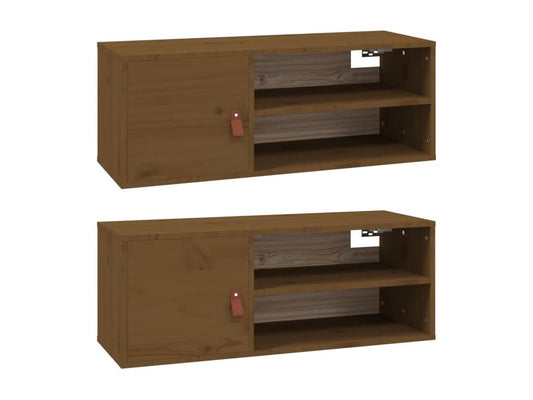 Armoires murales 2 pcs Marron miel 80x30x30 cm Bois Pin massif RVQS41975