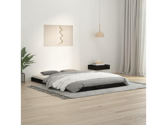 Cadre de lit Noir 135x190 cm Bois de pin massif Double YWTG01474