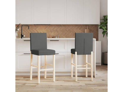 Chaises de bar lot de 2 bois massif d'hévéa et tissu IFZA01327