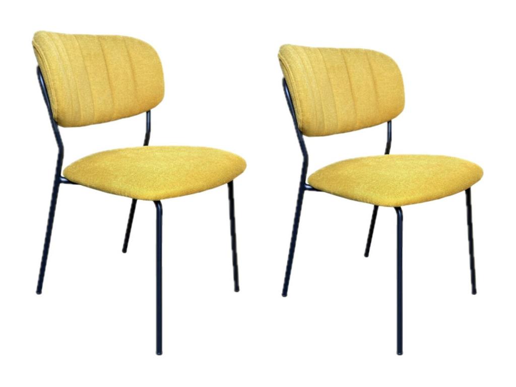 Chezlova - 2 Chaises de repas en tissu jaune XDRE34192