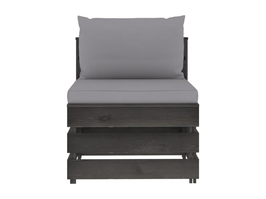 Salon de jardin 3 pièces avec coussins Bois imprégné de gris UMYL12317