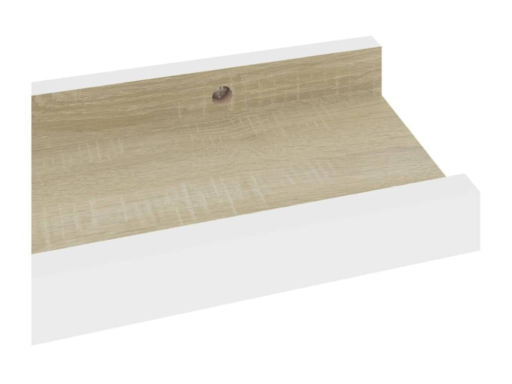 Étagères murales 2 pcs Blanc et chêne Chezlova 40x9x3 BDXY64503