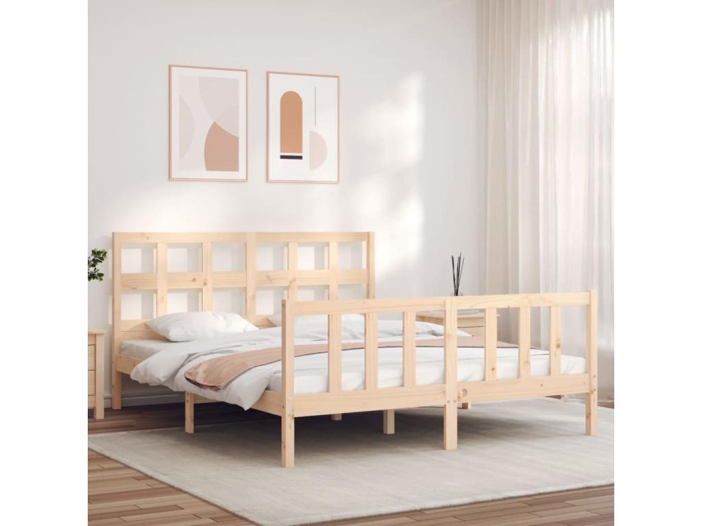 Cadre de lit sans matelas 160x200 cm bois massif de pin UUNF96701