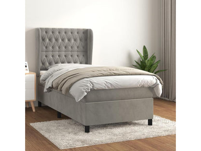 Lit à sommier tapissier et matelas Gris clair 100x200cm Velours TCUX63466
