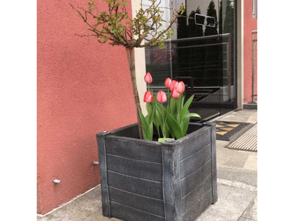 Jardinière en polyéthylène imitation bois Teak 40x40x40 cm GHOU21512