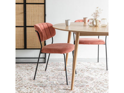 Artigeo - Lot de 2 chaises en tissu et métal pieds noirs - Rose HMDH62475