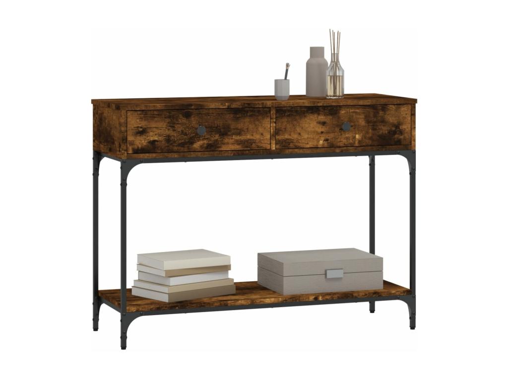 Table console chêne fumé 100x34.5x75 bois d'ingénierie RPPH55563