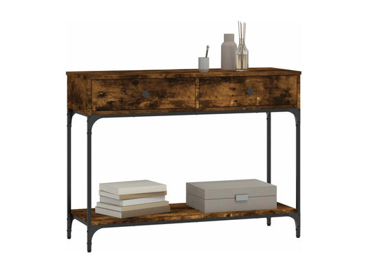 Table console chêne fumé 100x34.5x75 bois d'ingénierie RPPH55563