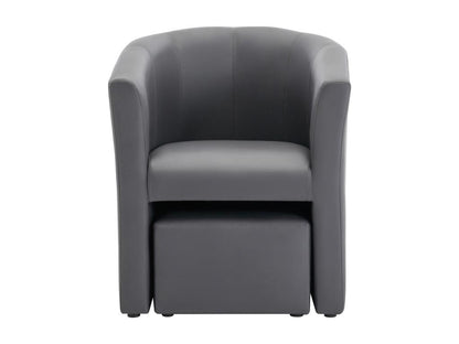 Fauteuil cabriolet et pouf en simili gris Chezlova ETJN91488