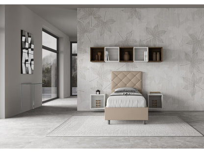 Lit en simili cuir gris tourterelle Artigeo avec sommier tapissé 80x190 KEJR21271