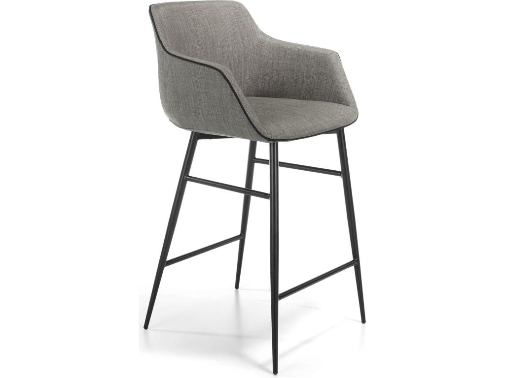 Tabouret de bar rembourré accoudoirs tissu pietement acier peint MNQP78926