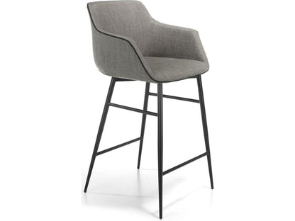 Tabouret de bar rembourré accoudoirs tissu pietement acier peint MNQP78926