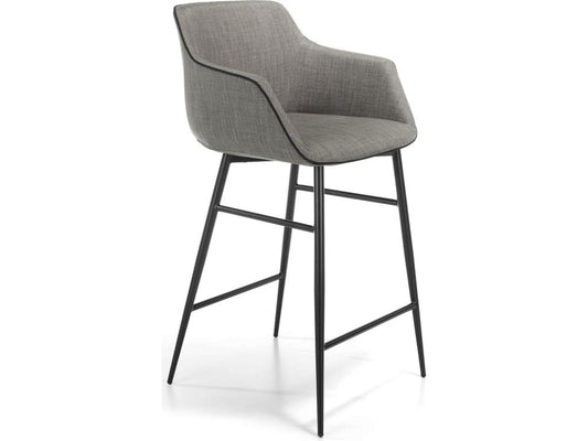 Tabouret de bar rembourré accoudoirs tissu pietement acier peint MNQP78926