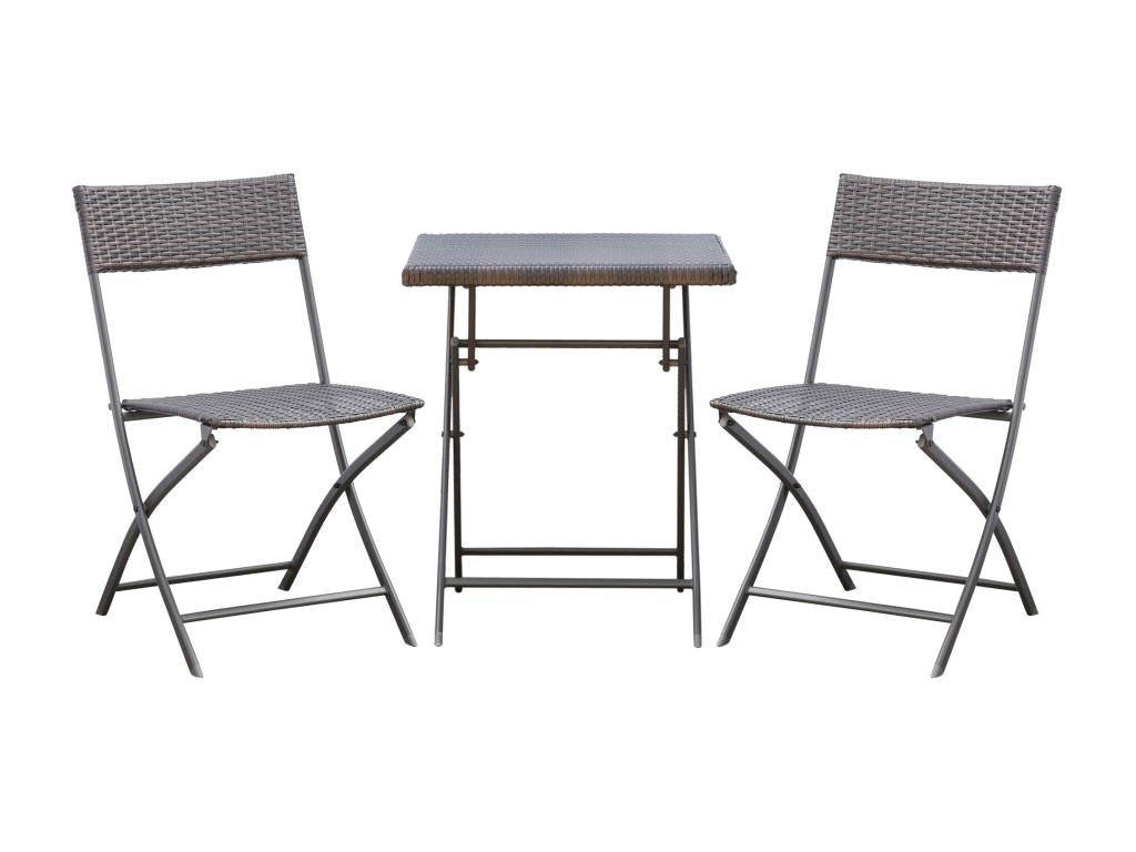 Ensemble meubles de jardin design table carré et chaises pliables résine tressée 4 fils métal noir XCZU51655