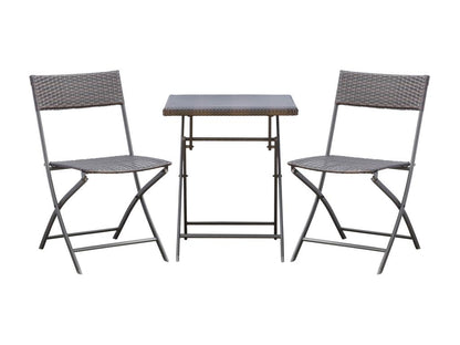 Ensemble meubles de jardin design table carré et chaises pliables résine tressée 4 fils métal noir XCZU51655
