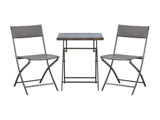 Ensemble meubles de jardin design table carré et chaises pliables résine tressée 4 fils métal noir XCZU51655