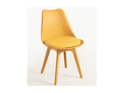Chaise moderne polypropylène et coussin d'assise simili cuir jaune Artigeo - Lot de 2 POHV85105