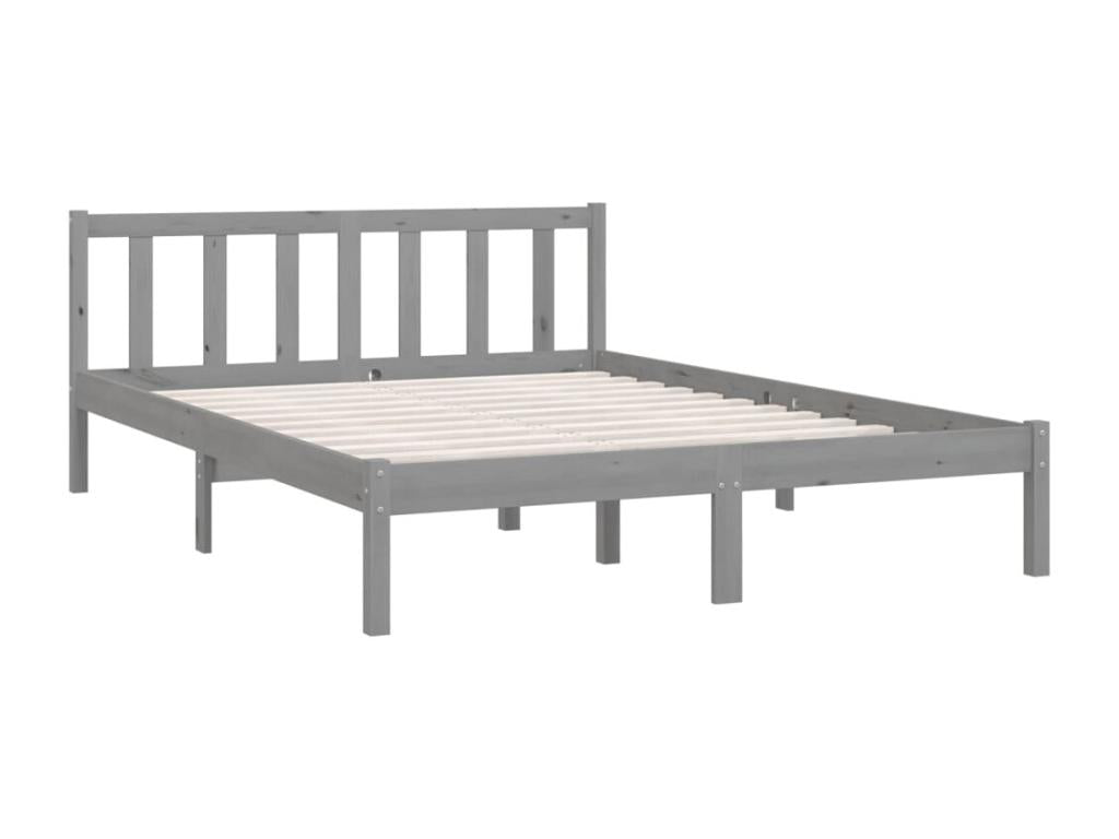 Cadre de lit Gris Bois de pin massif 150x200 cm Très grand QBFI12019