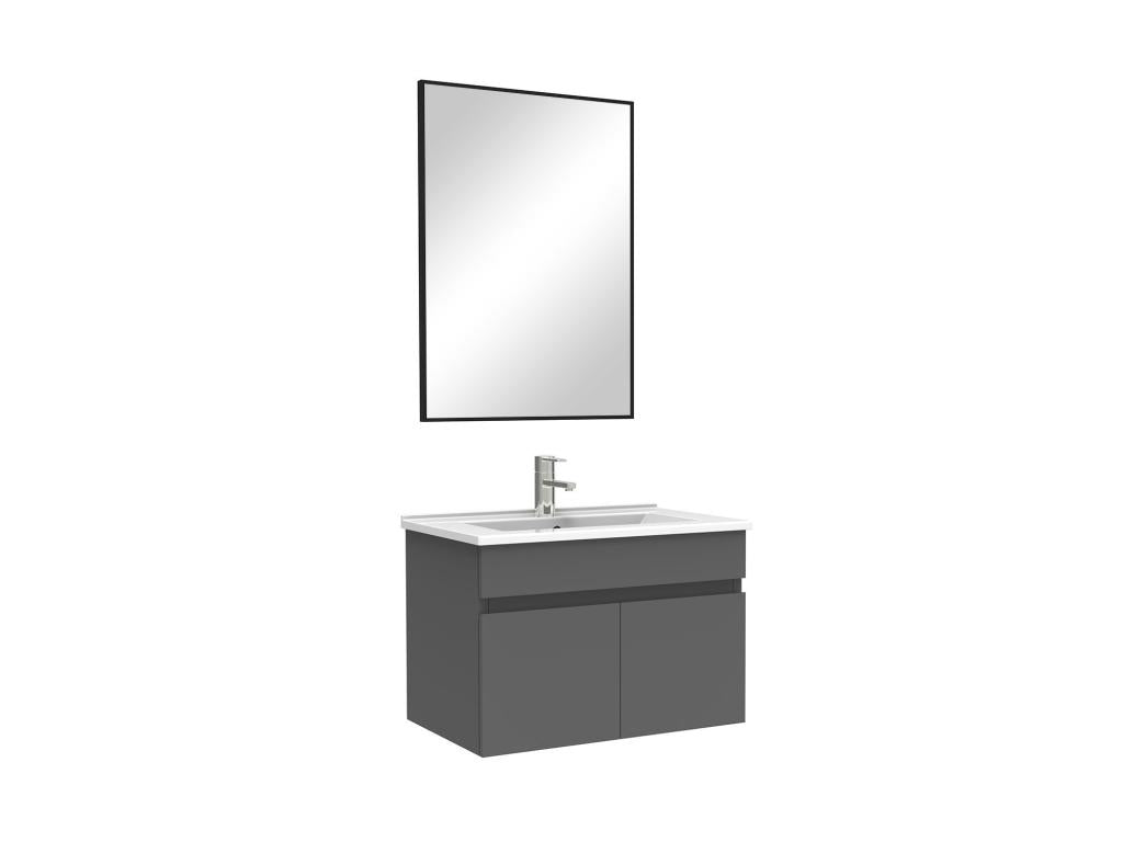 Meuble salle de bain simple vasque 60cm meuble miroir Anthracite Artigeo ACNZ55031