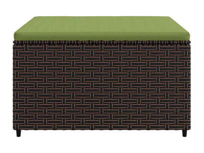 Repose-pied de jardin avec coussin marron résine tressée IUTP67293