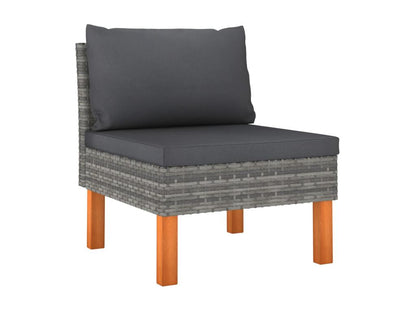 Salon de jardin 8 pcs Résine tressée et bois d'eucalyptus Gris JHAE06424